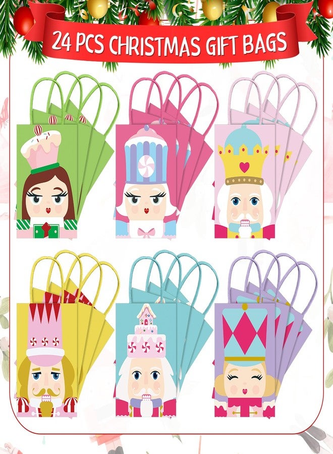 تاوباري أكياس هدايا عيد الميلاد من تاوباري، 24 قطعة، مصنوعة من ورق كرافت متوسط الحجم، مزودة بمقبض، مناسبة لهدايا عيد الميلاد والحلويات، 8.3 × 6 × 3.1 بوصة (لون وردي لطيف). - Image 4